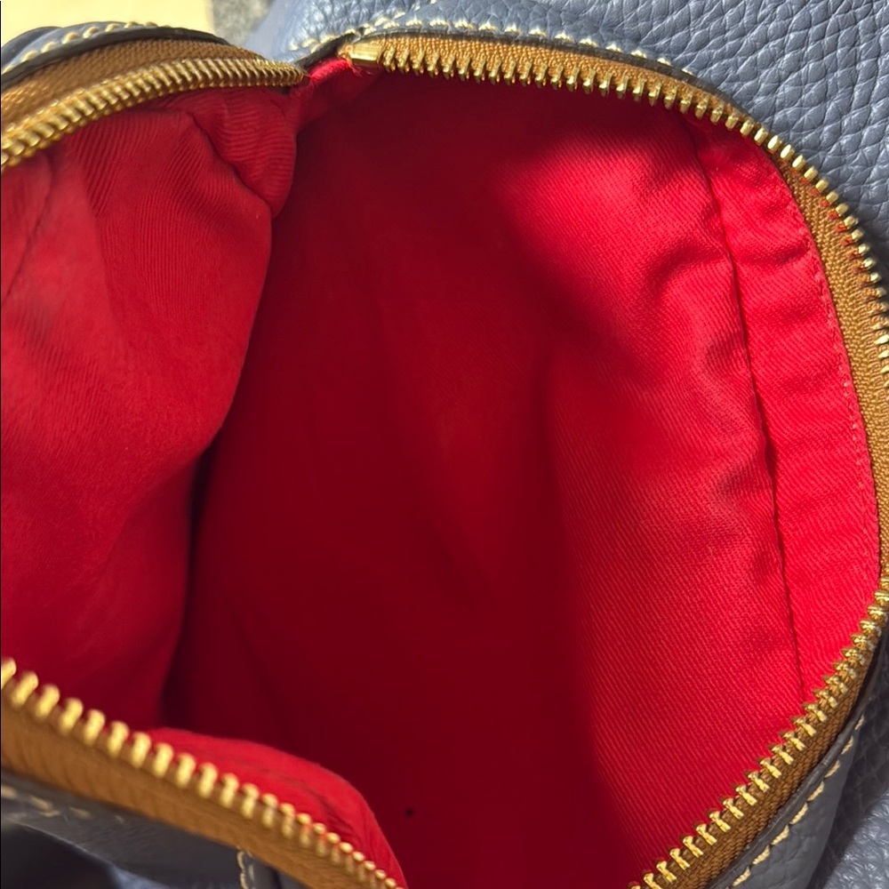 Dooney & Bourke Blue and Brown Leather Backpack - Picture 4 of 13